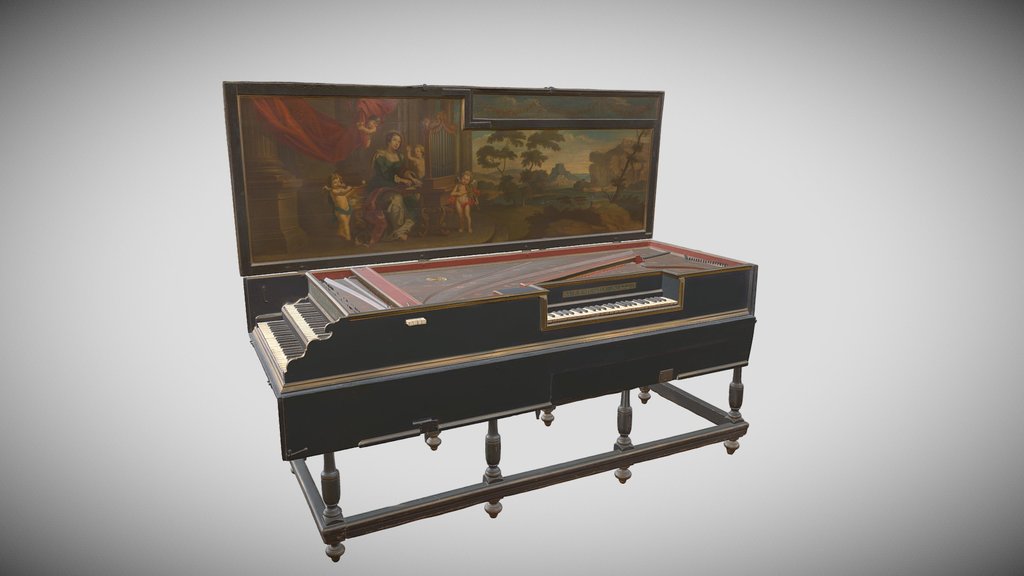 Beschilderd klavecimbel met ingebouwde spinet