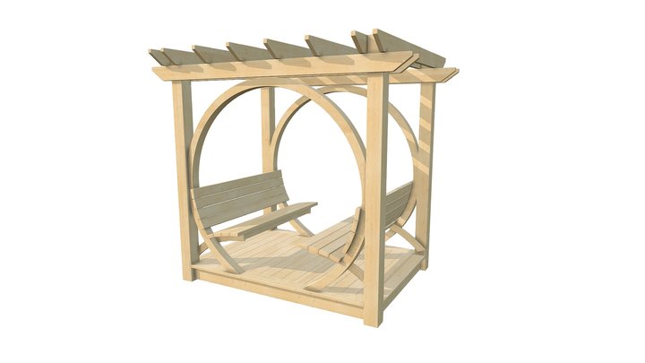 Wooden Garden Pergola 3D Model