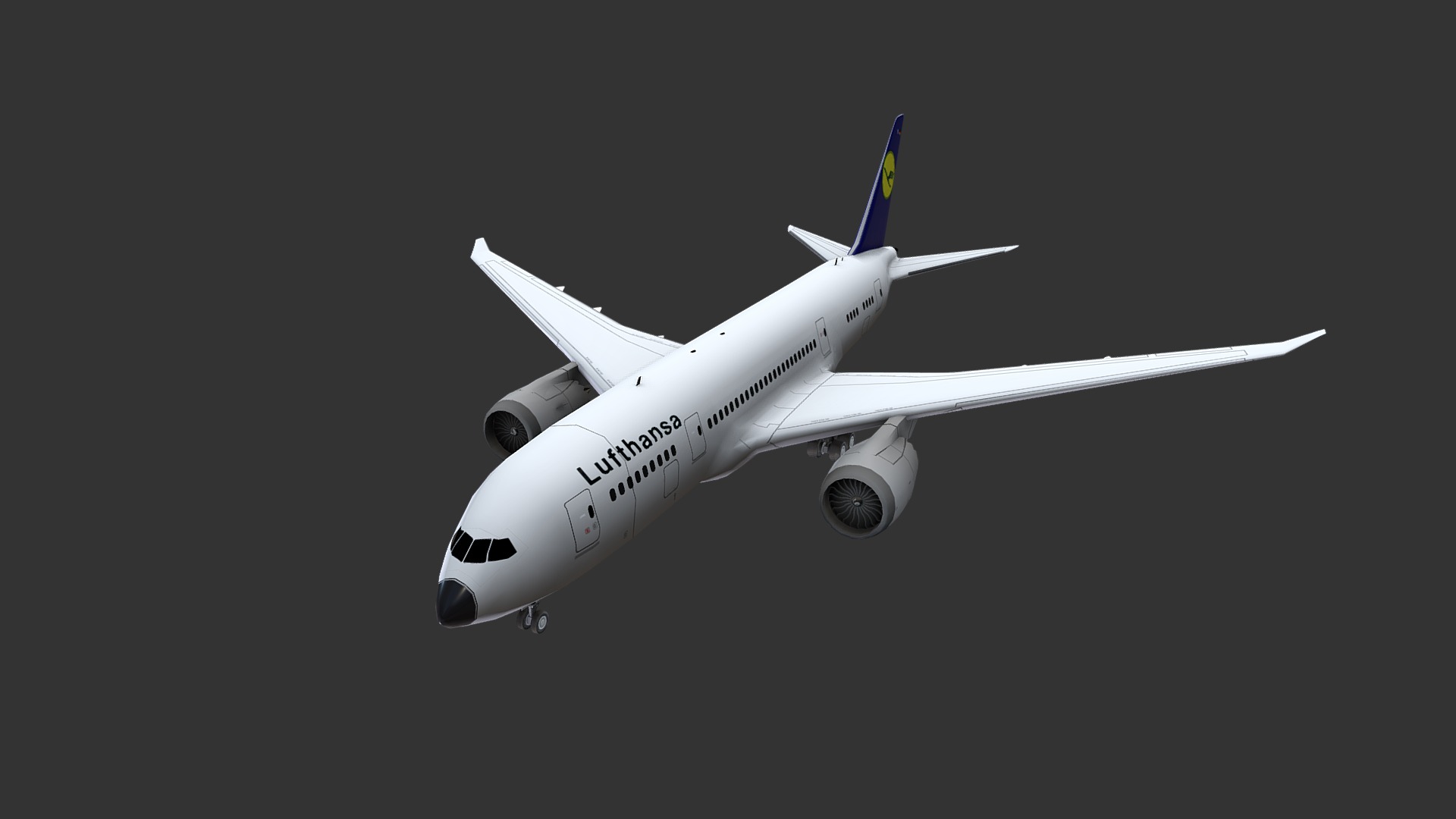 3D model B747 - This is a 3D model of the B747. The 3D model is about a white airplane flying.
