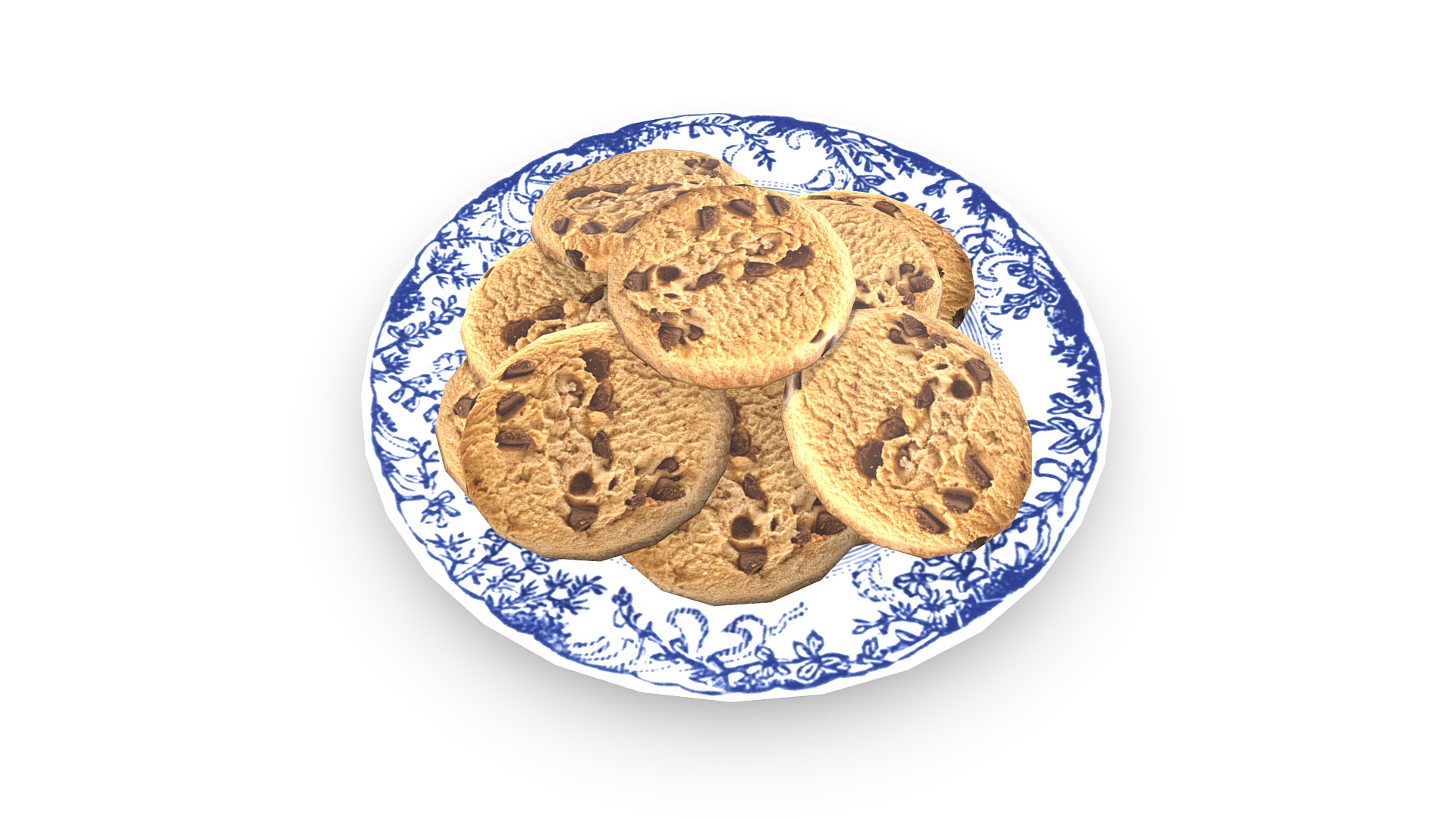 3D model Low Poly Plate Of Cookies - This is a 3D model of the Low Poly Plate Of Cookies. The 3D model is about a plate of cookies.