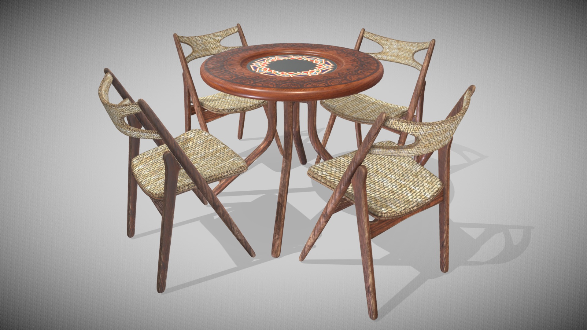 3D model Set Table and Chair - This is a 3D model of the Set Table and Chair. The 3D model is about a table and chairs.