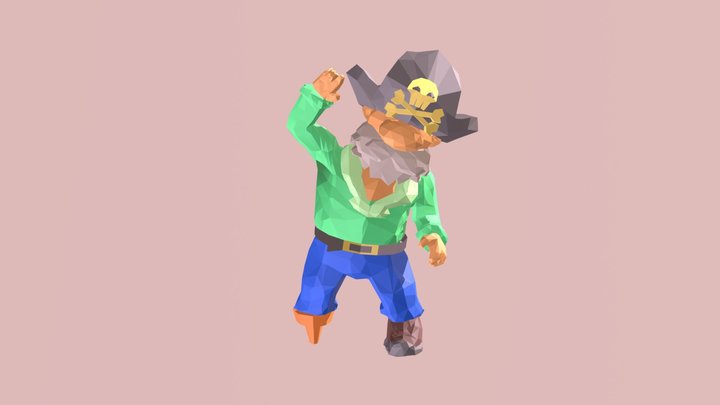 Old Pirate Low Poly 3D Model