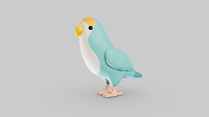 Cartoon Lovebird 3D Model