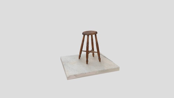 4 legged wood stool 3D Model