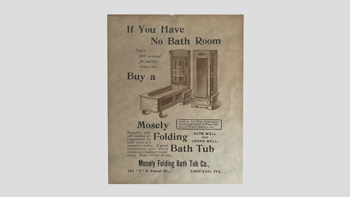 Antique Mosley Folding Bathtub Ad 3D Model
