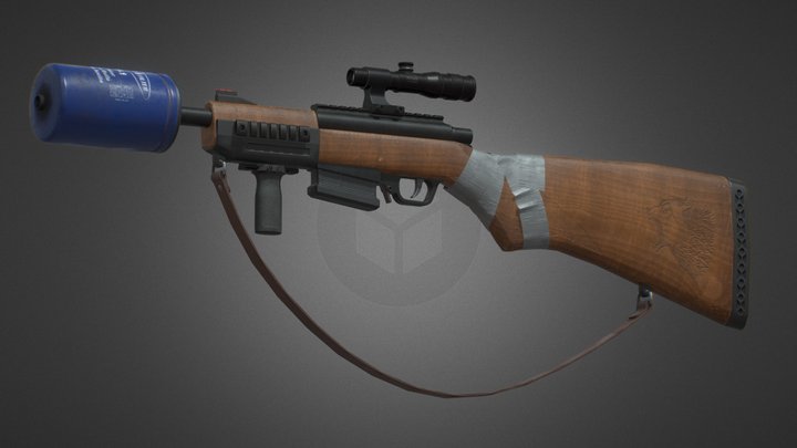 Bolt-action rifle concept FREE 3D Model