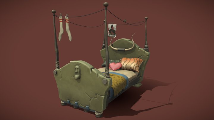 Stylized Bed 3D Model