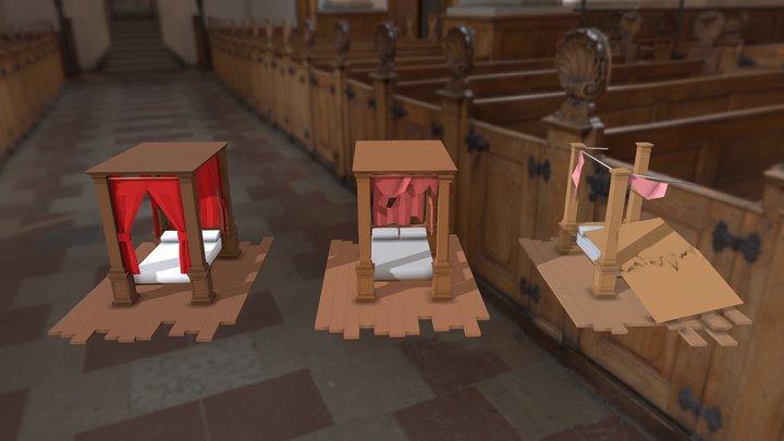 Four Poster Bed_povrezhdenye 3D Model