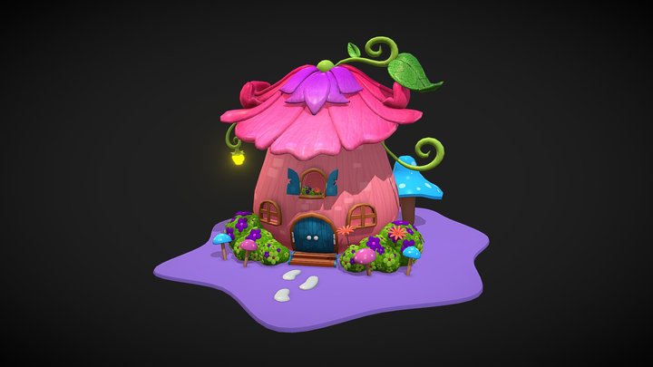 Stylized Mushroom House for Roblox Games 3D Model