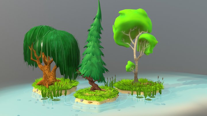 3 Cartoon Tree 3D Model