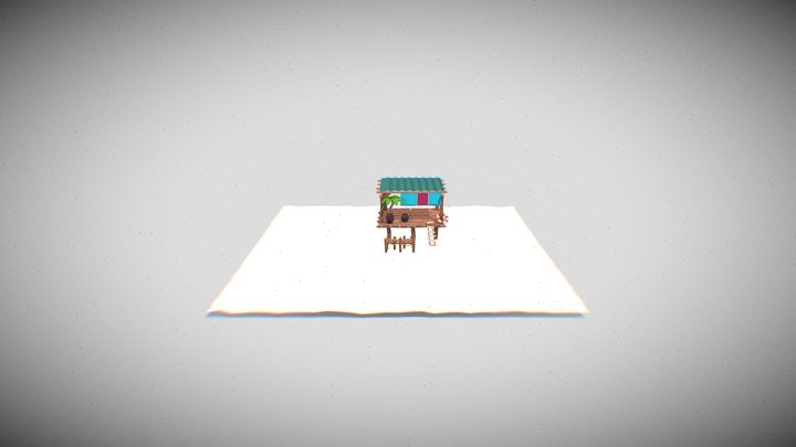 Toon Water Cottage 3D Model