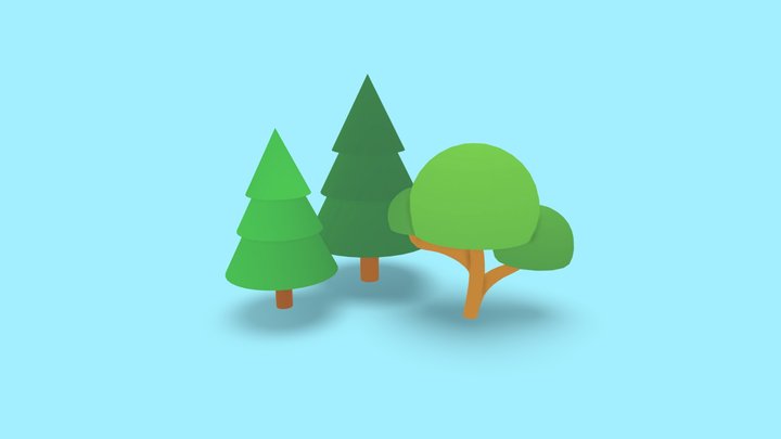 Low-poly simple trees 3D Model