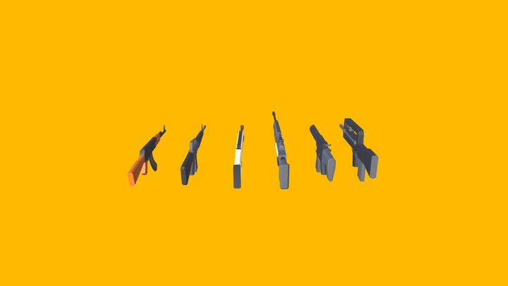 Low Poly Assault Rifle Pack 3D Model