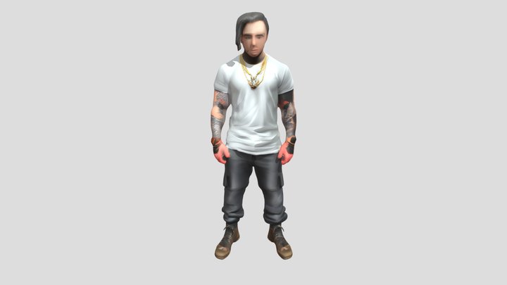 tattooed man in casual clothing 3D Model