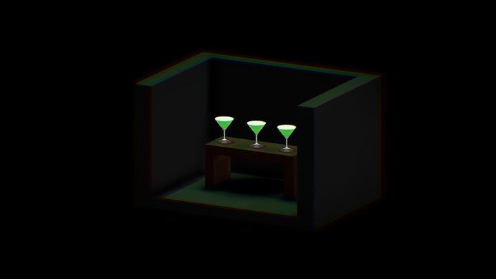 low poly cocktail's on the table 3D Model