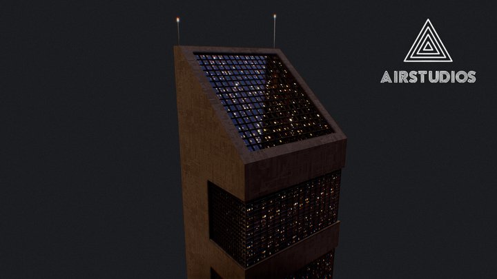 Low Poly - Futuristic Sci-fi Skyscraper Building 3D Model