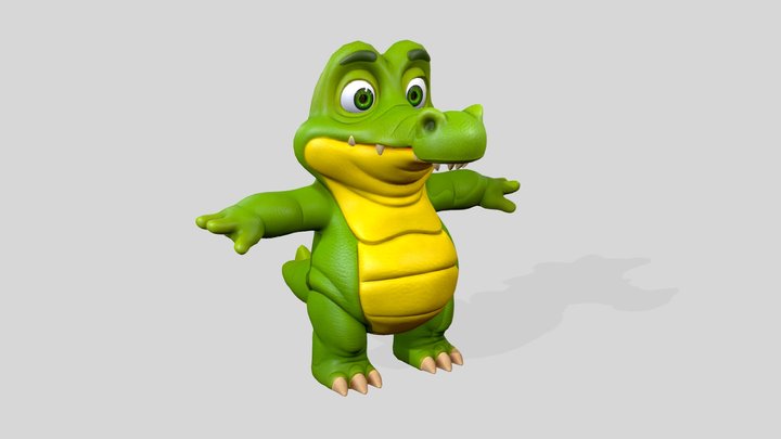 Stylized Cartoon Crocodile 3D Model