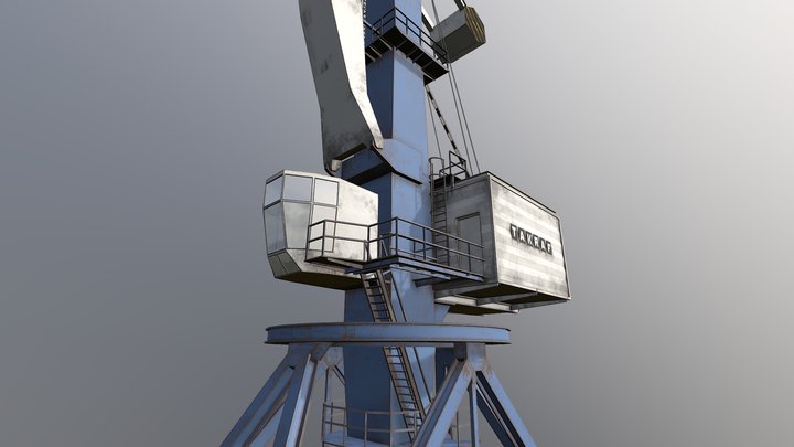 St.Petersburg Lowpoly Port Crane 3D Model