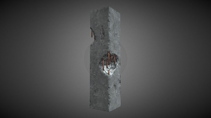Low Poly Damaged Pillar 2K 3D Model