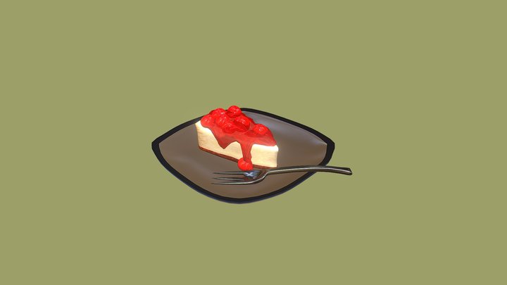 Cherry cheesecake 3D Model