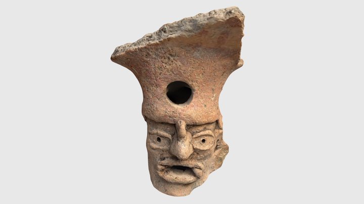 Saqueo Red on Paste Ceramic Plate Foot, Zacpeten 3D Model