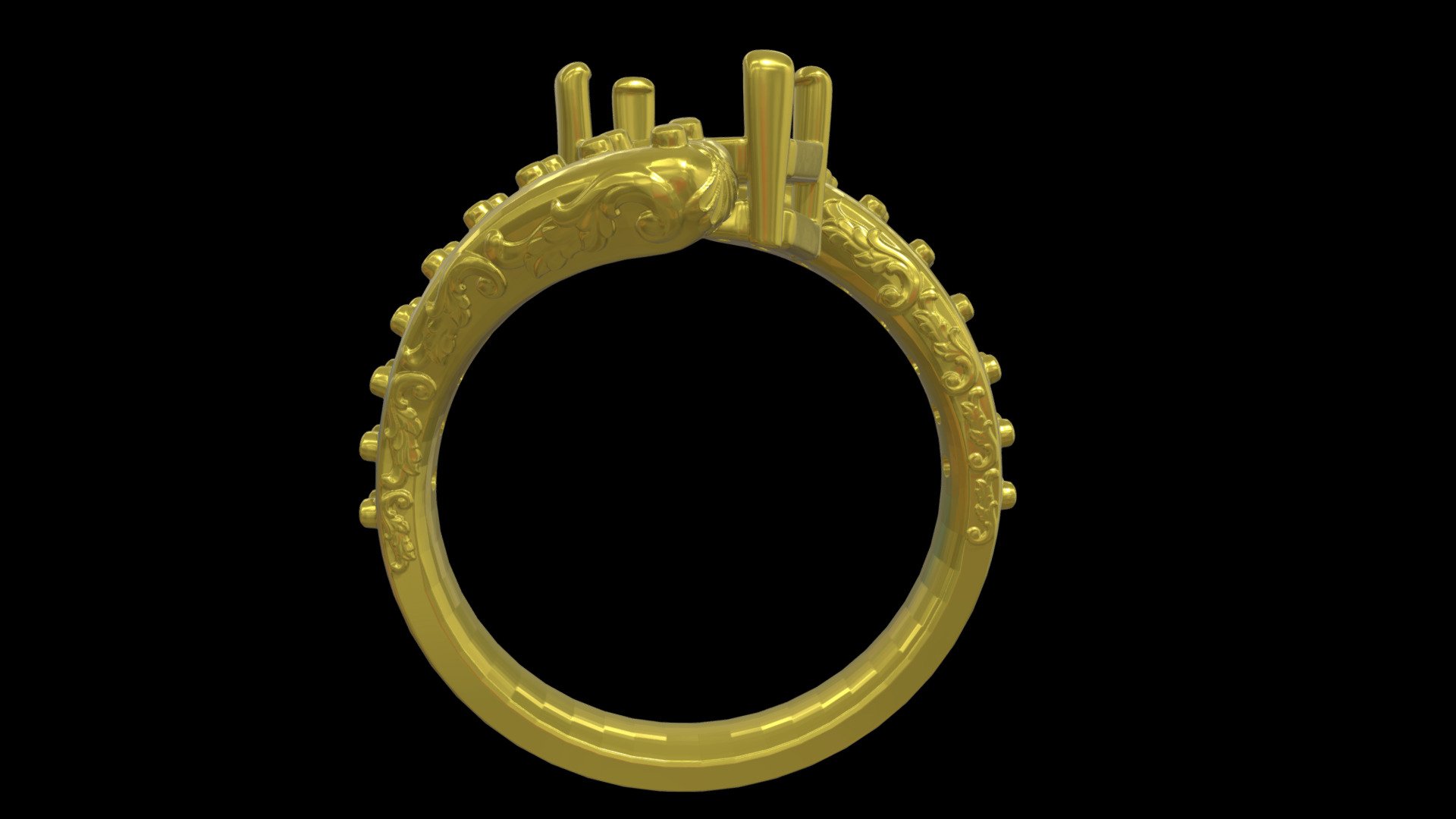 engravin crossed arms ring emeral with diamonds - Buy Royalty Free 3D ...