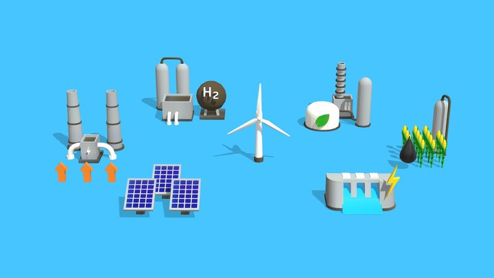 Renewable & Alternative Energy - Low Poly 3D Model