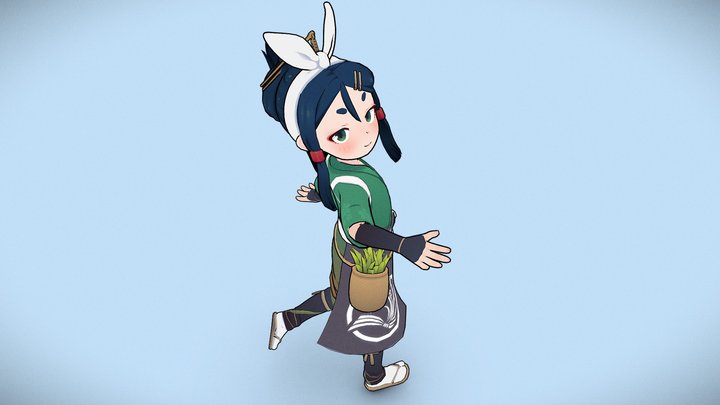 Anime girl 3D model (Toyotama-hime fan art) 3D Model