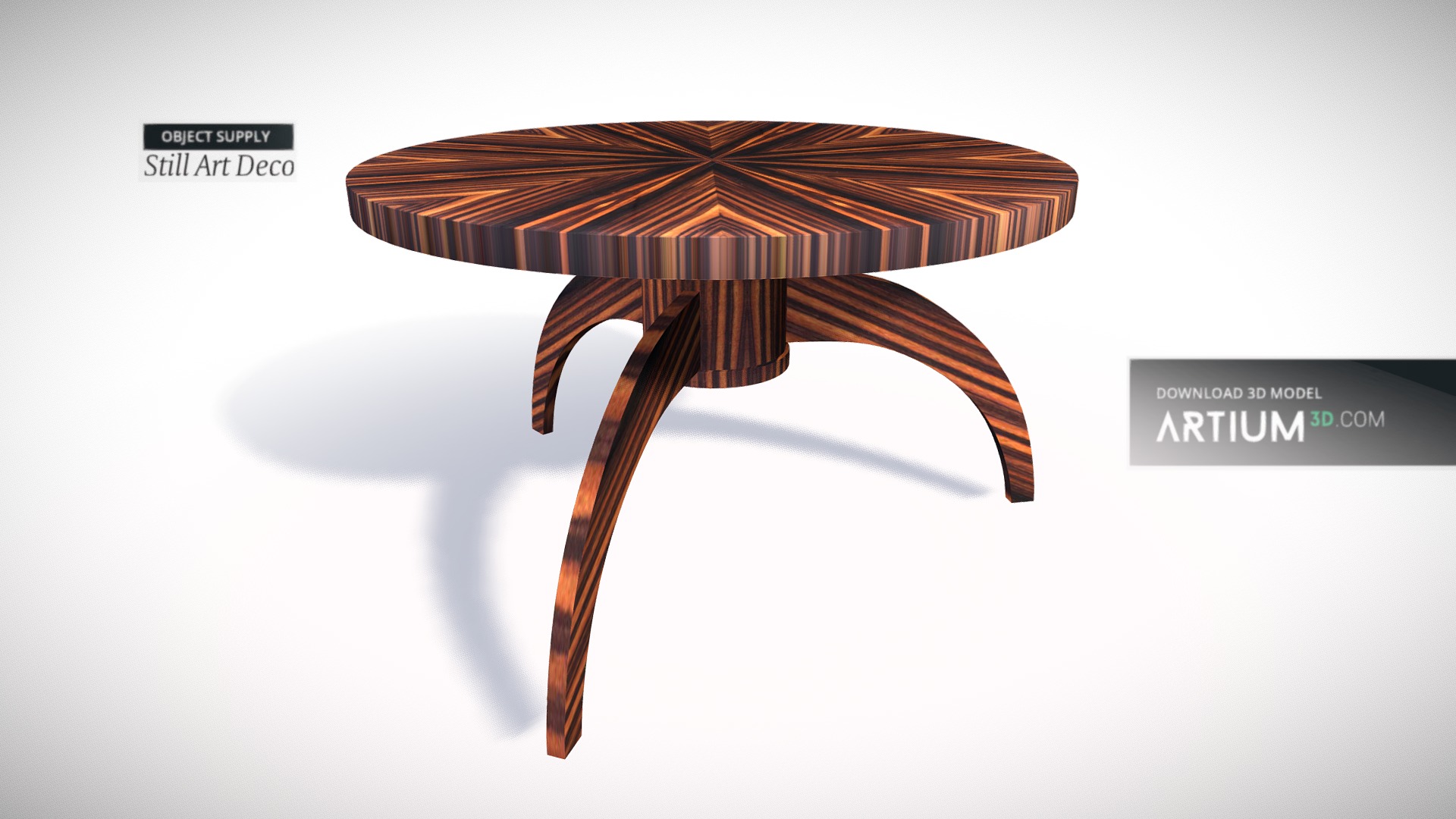 3D model Side table – Art Deco 1920 - This is a 3D model of the Side table – Art Deco 1920. The 3D model is about a wooden chair with a black frame.