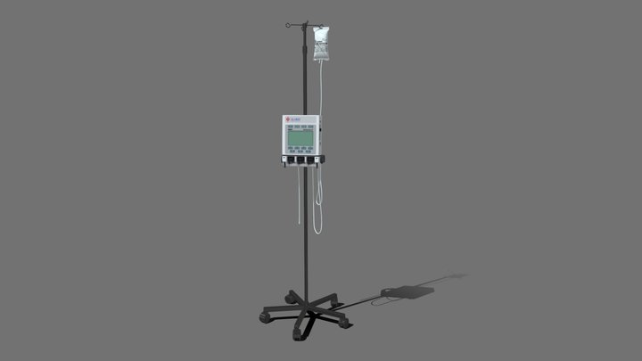 IV Pump and Drip Stand 3D Model