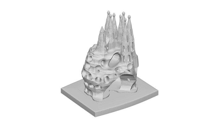 Fantasy Cathedral on Rock Base – Modello 3D gratuito STL