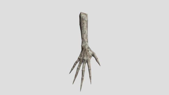 Low-poly skeletal clawed hand and forearm