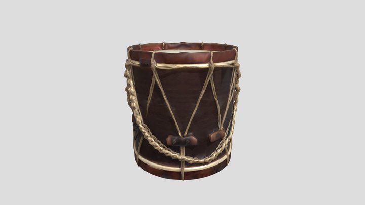 Rope-Tuned Wooden Drum 3D Model