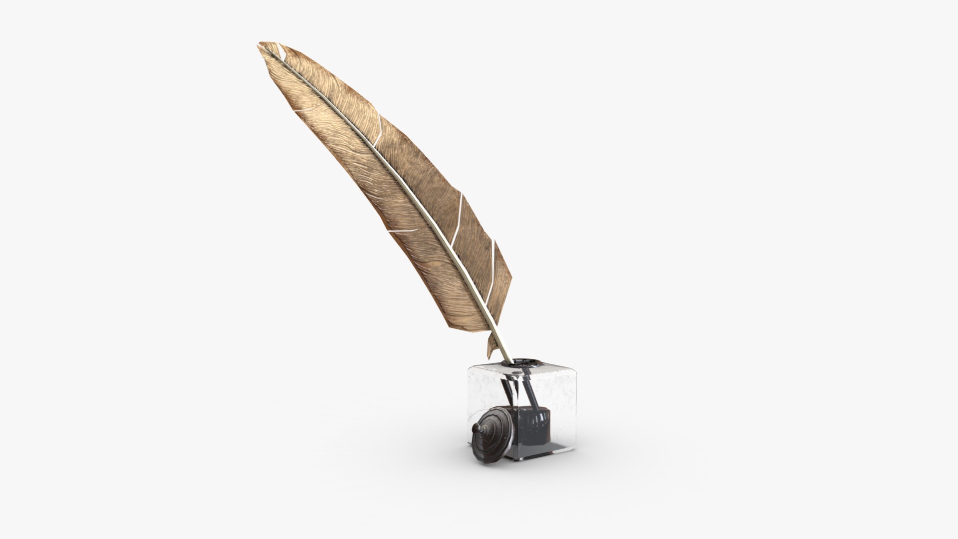 3D model Quill & Inkwell - This is a 3D model of the Quill & Inkwell. The 3D model is about a close-up of a sword.