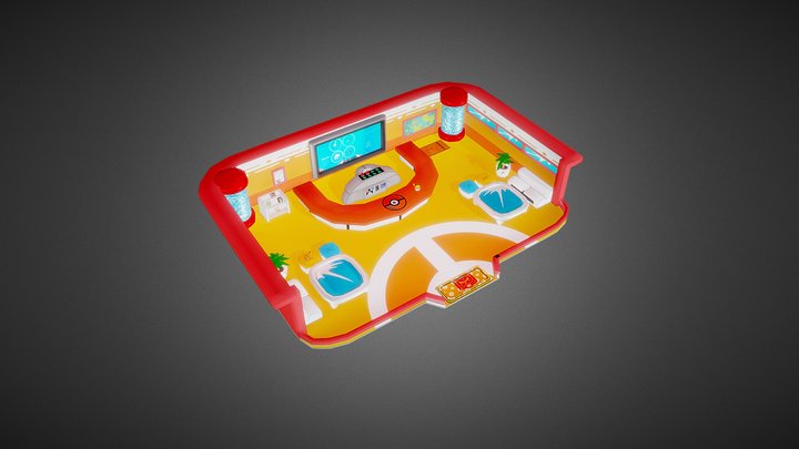 Centro de Pokémon rojo 3D Model