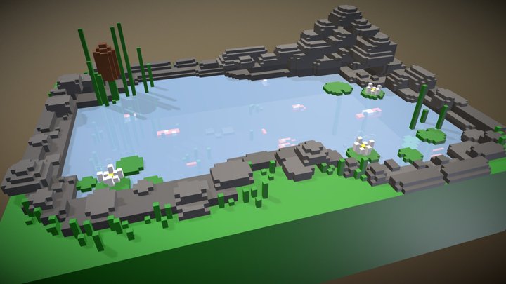 Koi Pond [With Water] 3D Model