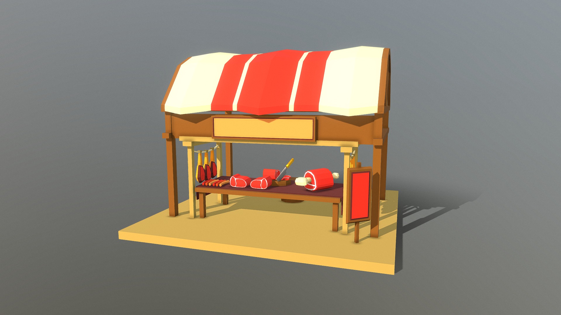 3D model HIE Meat Stall N1 - This is a 3D model of the HIE Meat Stall N1. The 3D model is about a small wooden bed.