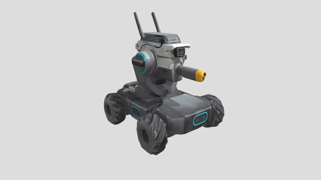 compact four-wheeled scout robot turret