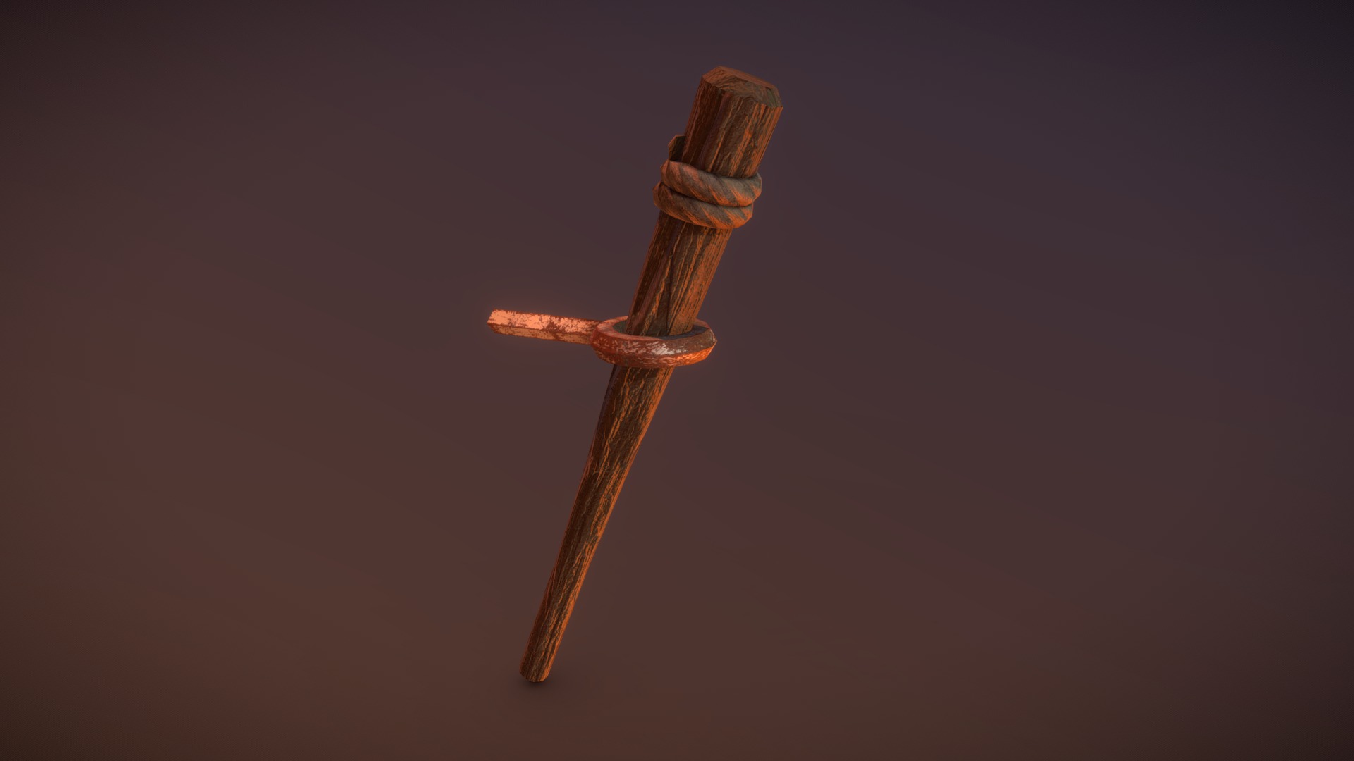 3D model Stylized Wooden Torch – Low Poly - This is a 3D model of the Stylized Wooden Torch - Low Poly. The 3D model is about a cross with a light on it.