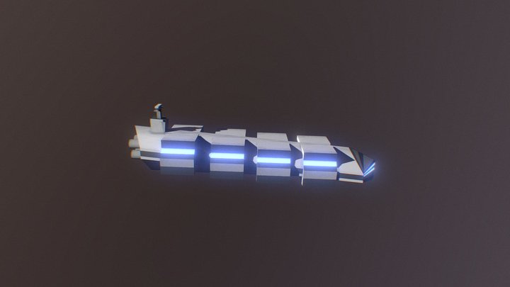 Low Poly Sci Fi Cargo Frigate 3D Model