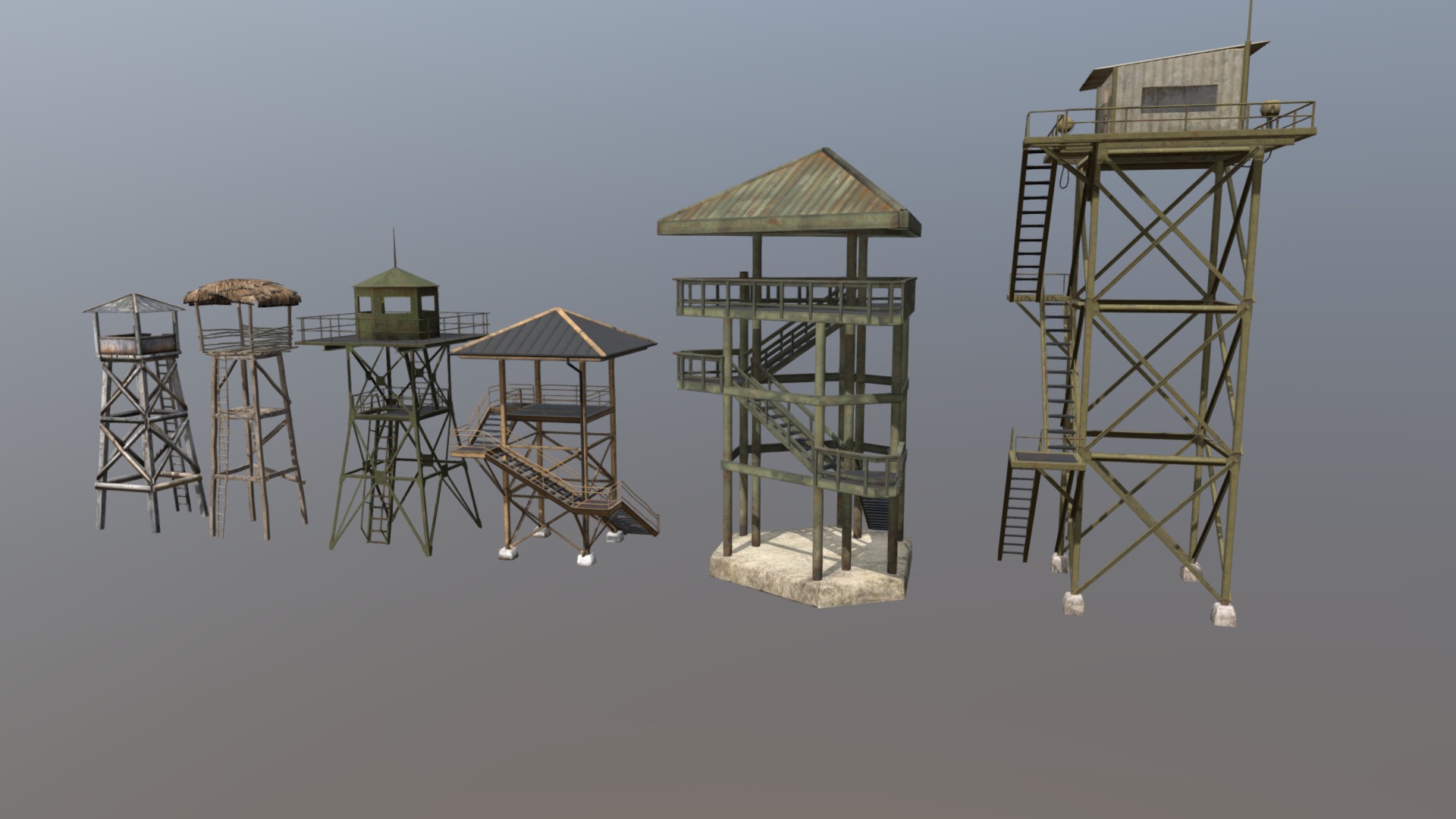 3D model Guard Towers - This is a 3D model of the Guard Towers. The 3D model is about a group of small structures.