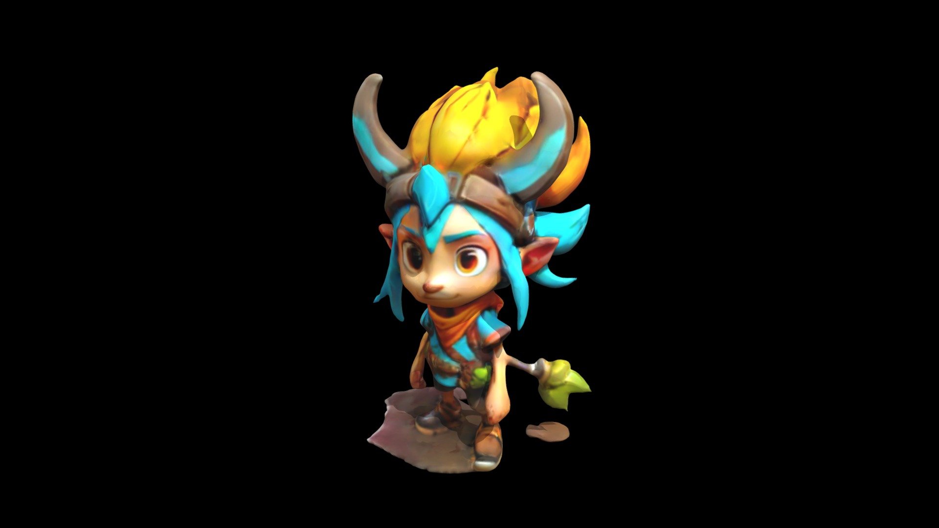 a cartoon character with horns and blue hair - Download Free 3D model ...