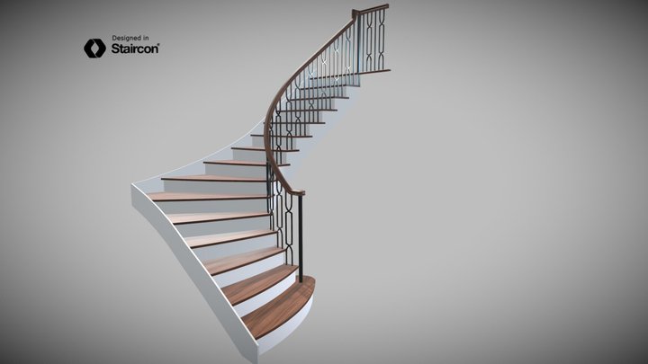 Curved Stair With Iron Panels 3D Model