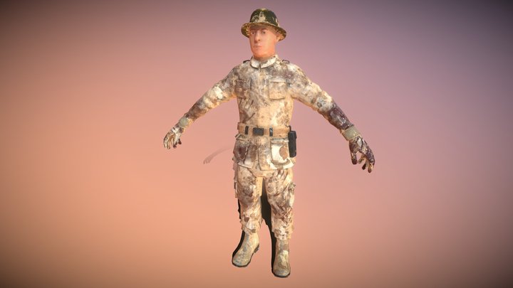 Desert Camo Soldier 3D Model