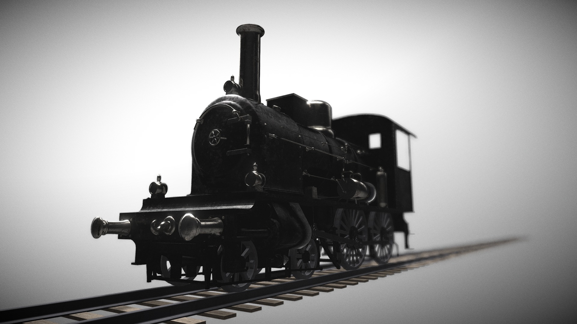 3D model Steam Train - This is a 3D model of the Steam Train. The 3D model is about a black train on a track.