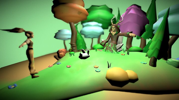 forest spirit in envoirement (static) 3D Model