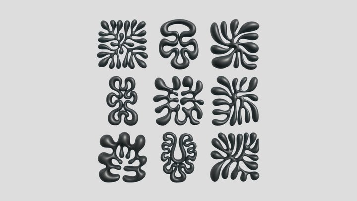 Organic Floral Shapes Asset Pack 3D Model