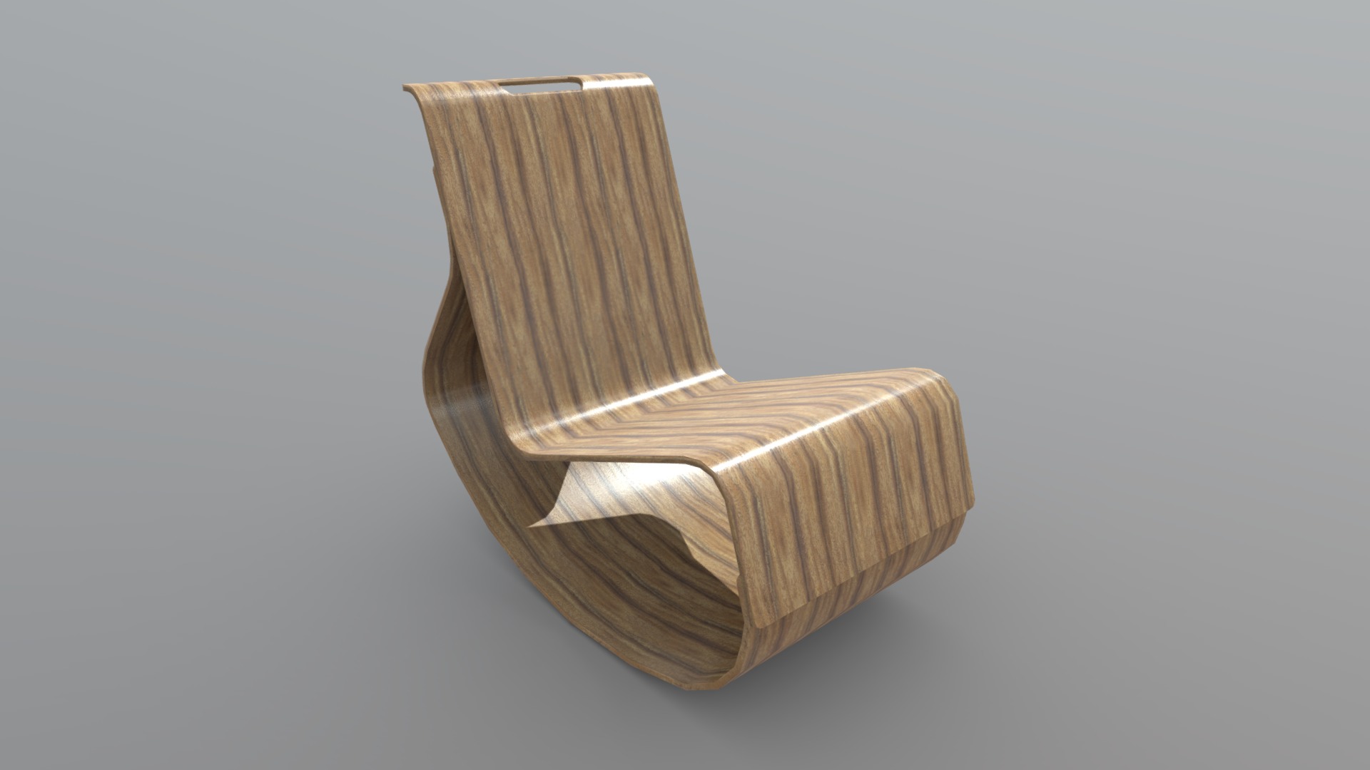 3D model Rocking Chair 2 - This is a 3D model of the Rocking Chair 2. The 3D model is about a wooden block on a white background.