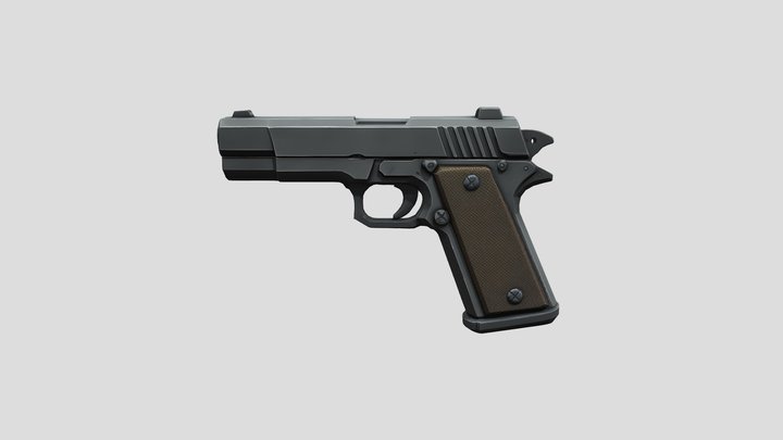 Low Poly Game Ready Pistol – Kostenloses 3D-Modell STL
