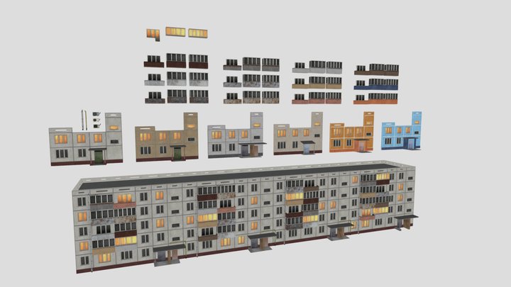 PSX modular soviet house 3D Model